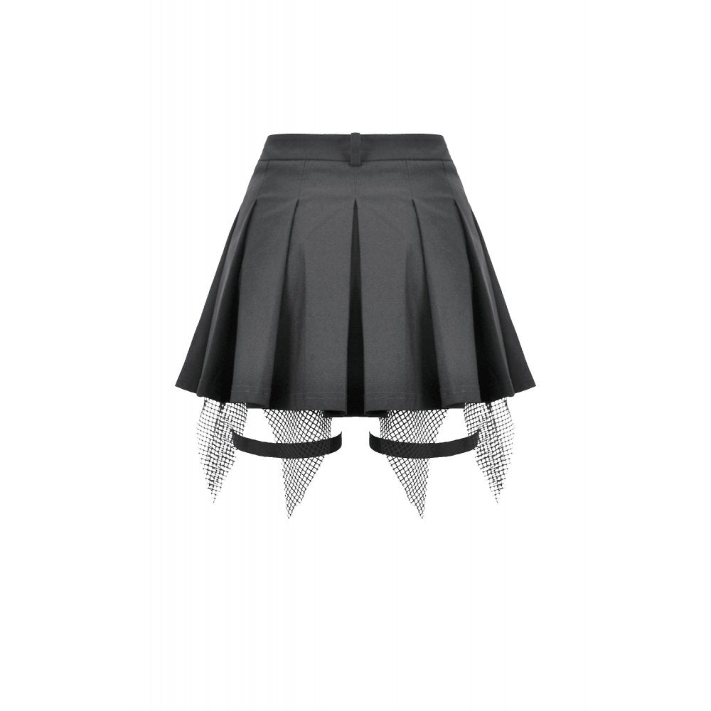 Dark in Love Punk Mesh Layered Skort Shorts with Harness Straps