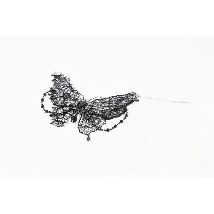 Dark in Love Lysandra Butterfly Lace Beaded Collar | Gothic Gem Drop