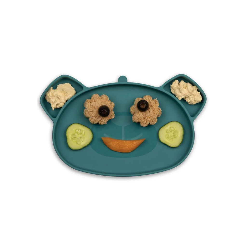 TUM TUM Silicone Weaning Bowl & Spoon Set Boris Bear - Blue
