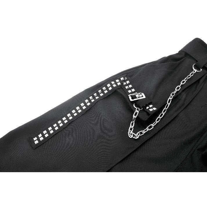 Dark in Love Chain Belt Layered Goth Skirt - Black Polyester Punk