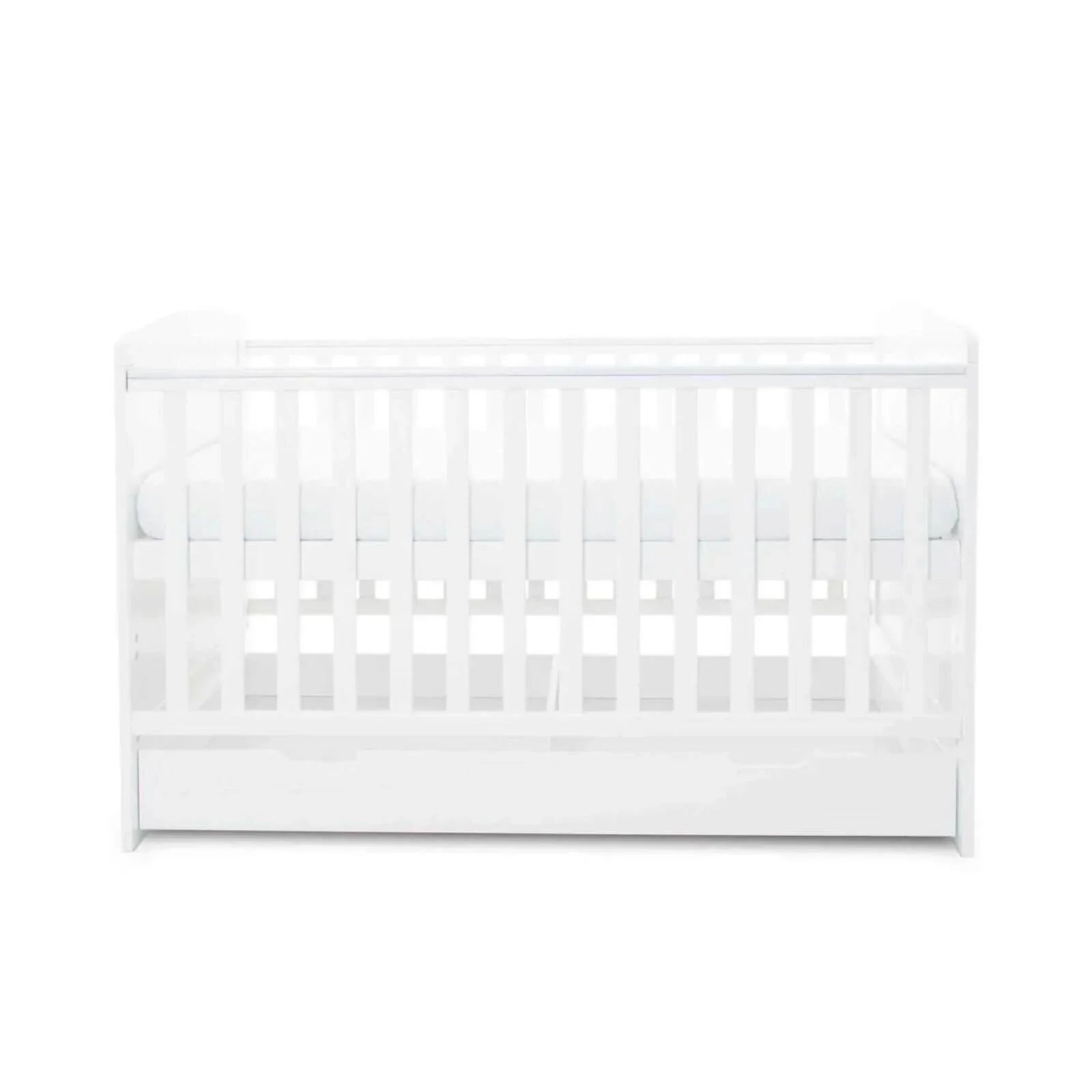 Ickle Bubba Coleby Classic Cot Bed & Under Drawer White - Premium Sprung Mattress