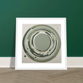 Sage Green Circular Abstract Framed Poster – Minimalist Geometric Wall Art