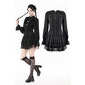 Dark in Love Desdemona Victorian Mini Dress – Black Lace Gothic Style