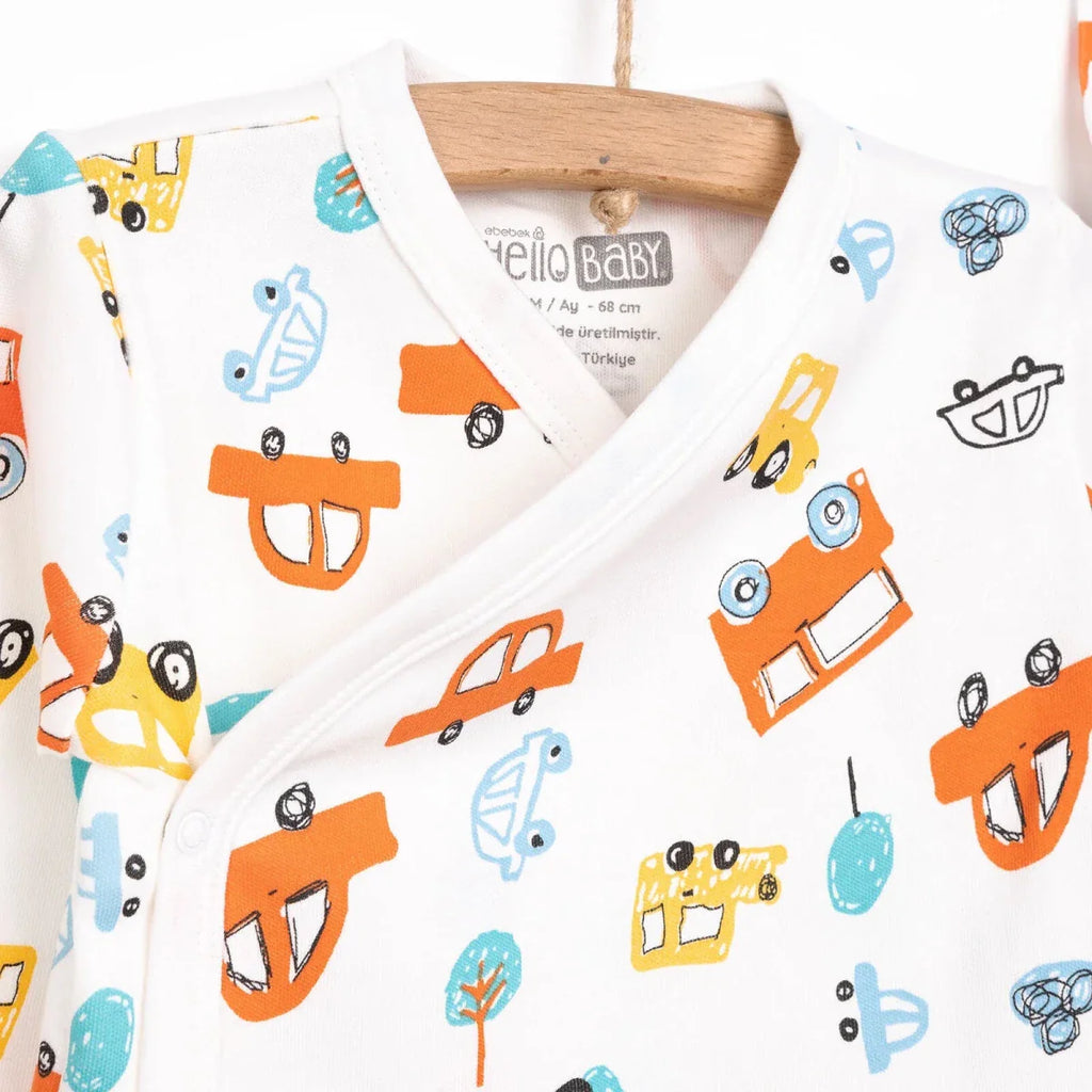 HelloBaby Boy Wrapover Top-Hat-Footed Bottom - Ecru