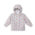 HelloBaby Boys Raincoat Car Print Zip Fastening Hooded Long Sleeve - Ecru Printed