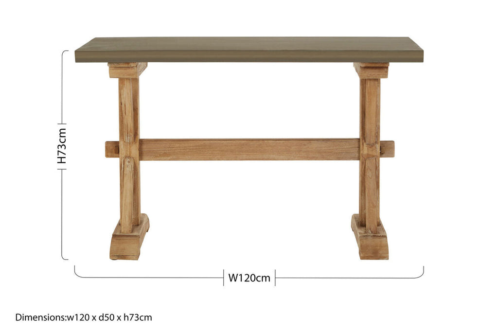 Orsina Pompeii Console Table – Rustic Fir Wood Entryway Table in Grey