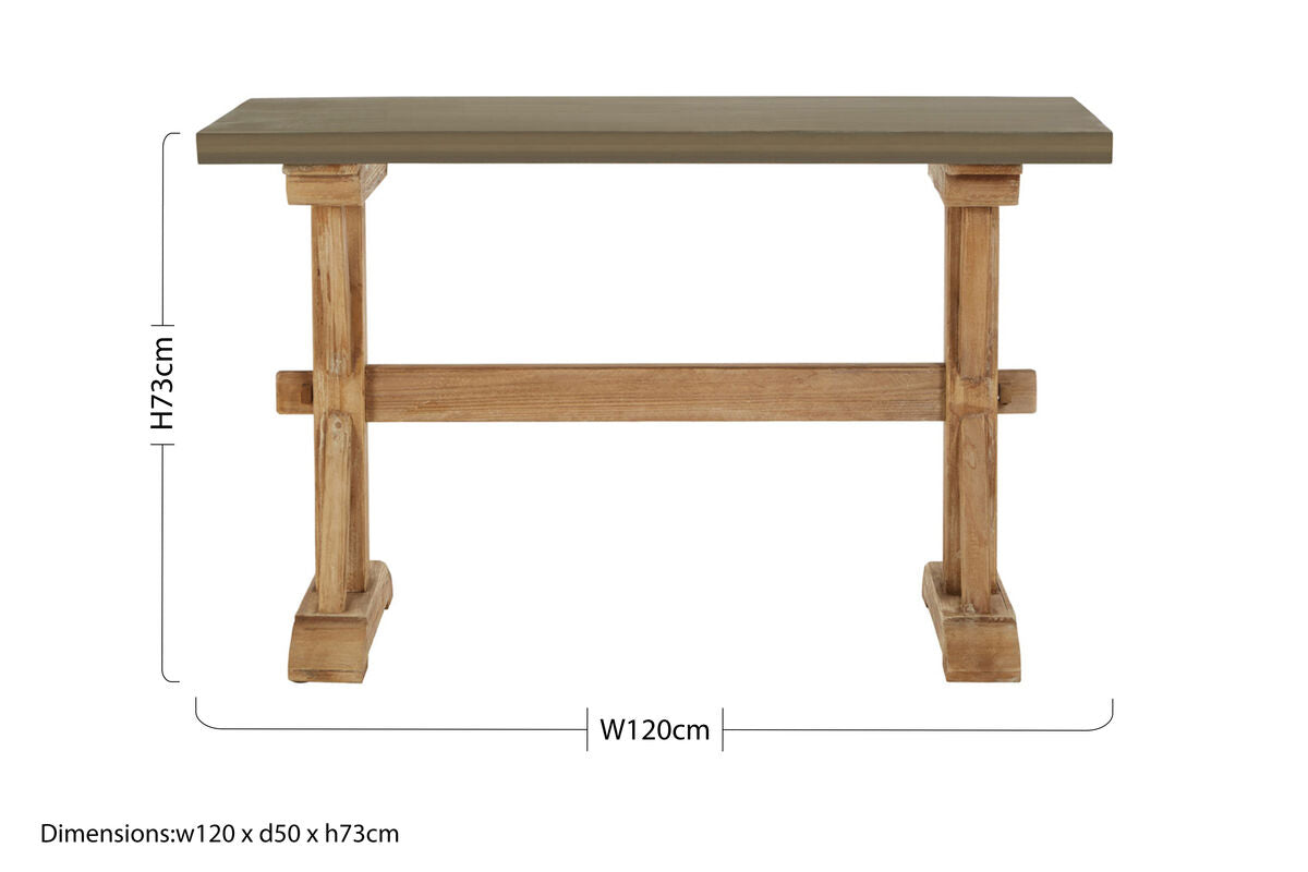 Orsina Pompeii Console Table – Rustic Fir Wood Entryway Table in Grey