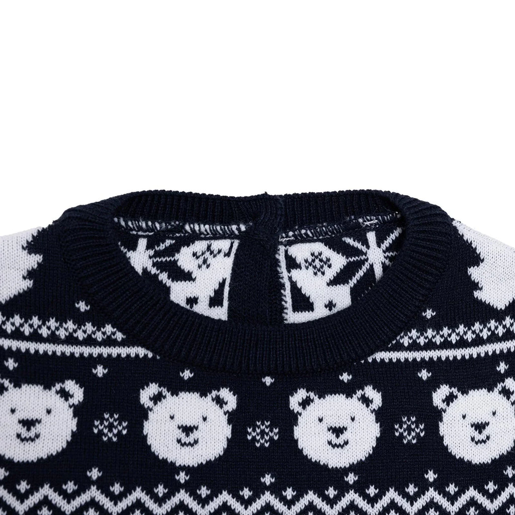 HelloBaby Christmas Baby Boy Snow Party Sweatshirt - Navy Blue