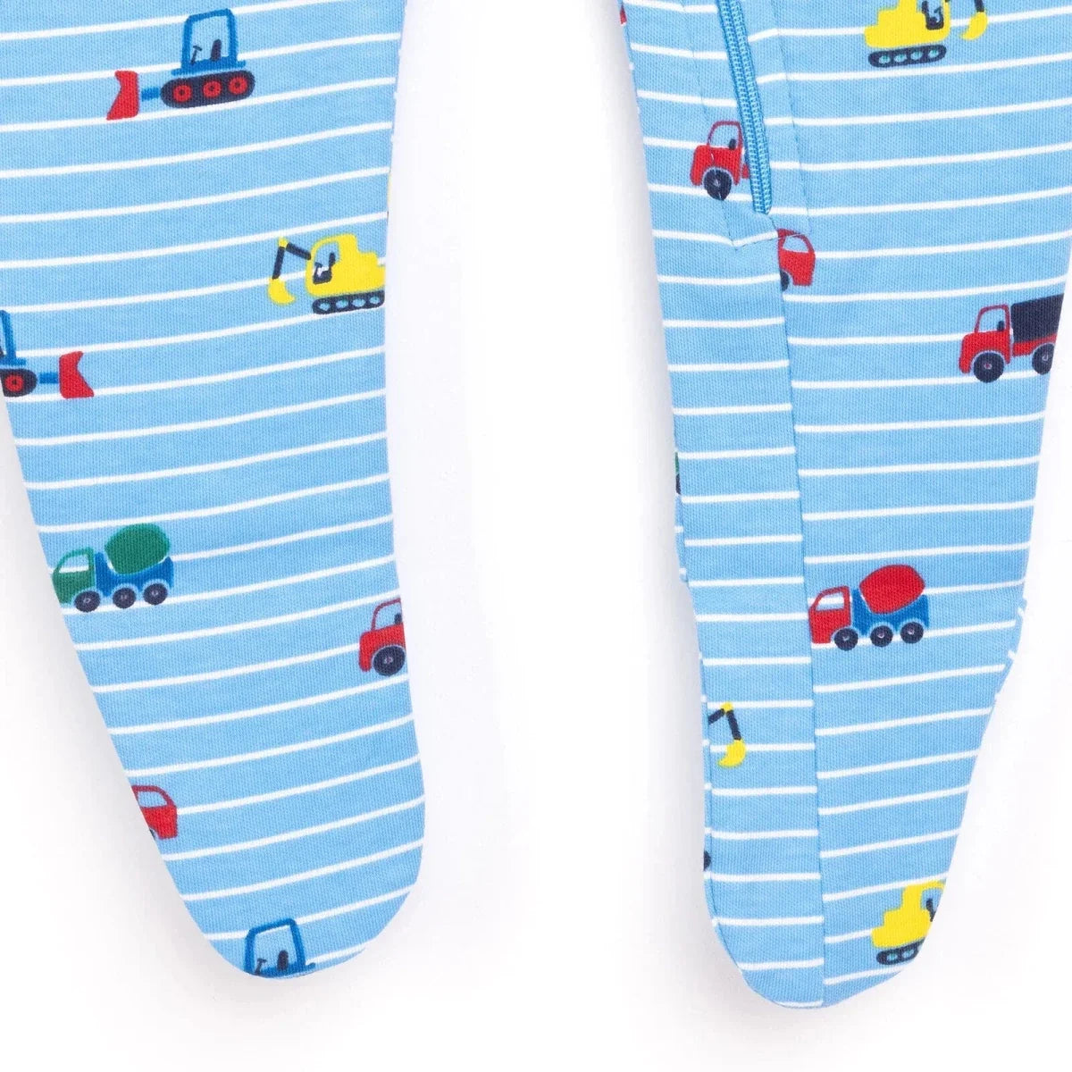 HelloBaby Boys Footed Romper Vehicles Zip-up Crew Neck Long Leg Long Sleeve - Blue