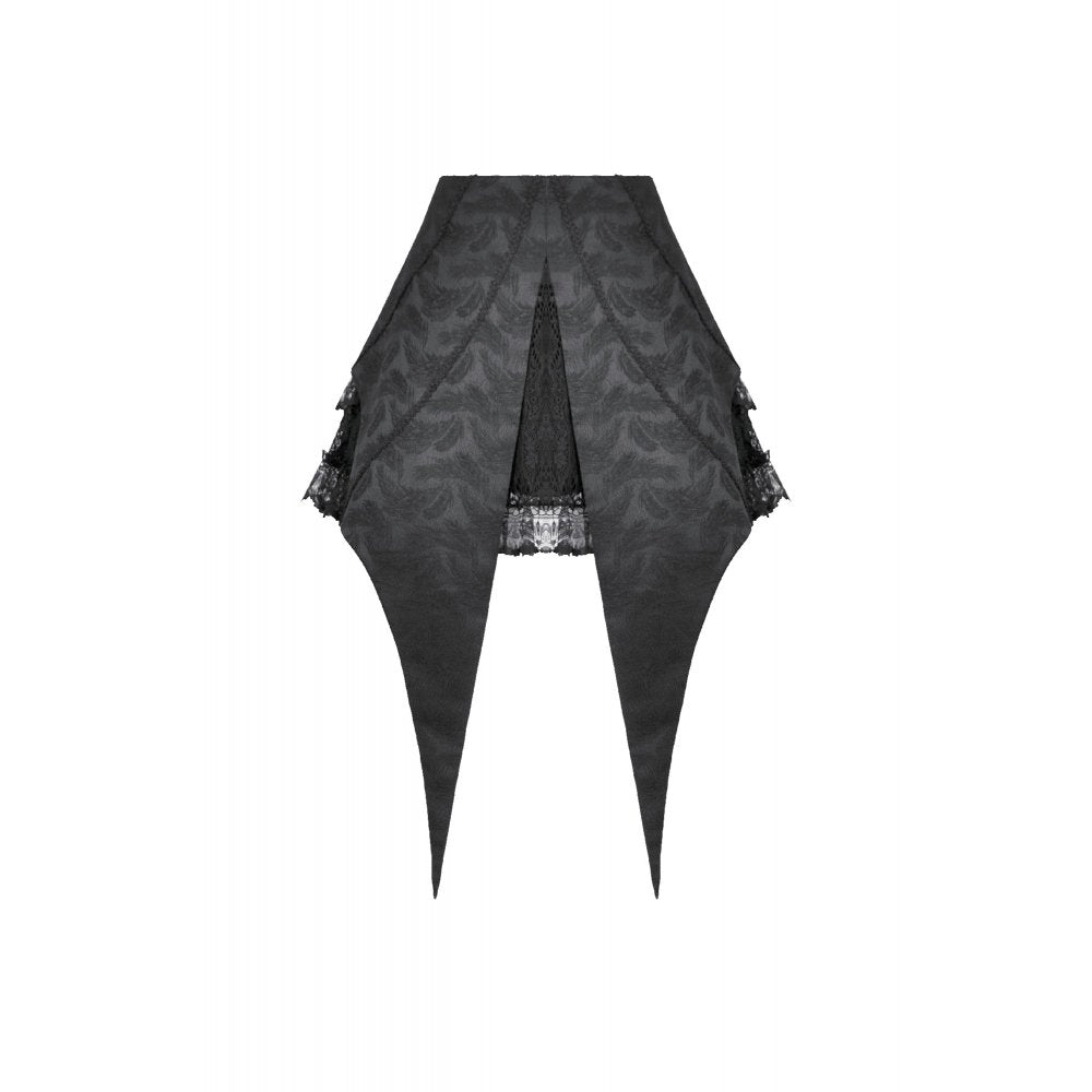 Dark in Love Thornspell Gothic Black Lace and Satin Layered Overskirt