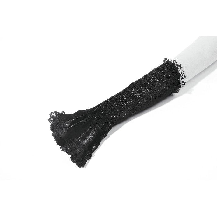 Dark in Love Lillian Victorian Lace Arm Warmers – Black Velvet Gothic