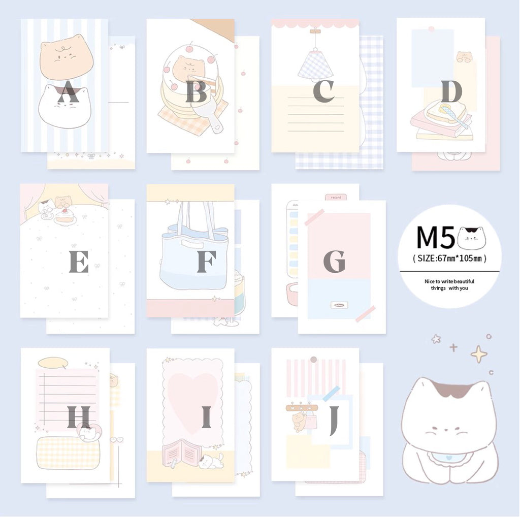LuLuFun Studio Kitty Refill Paper – M5 Mini Size Cute Memo Notes (30ct)