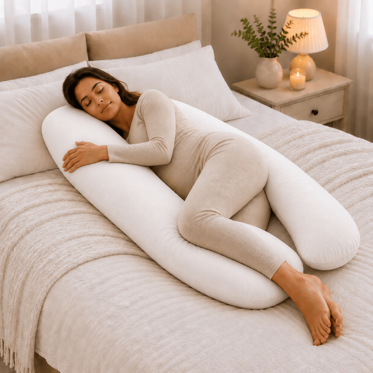 For Your Little One 12 Ft Maternity Pillow | Full Body Support - White