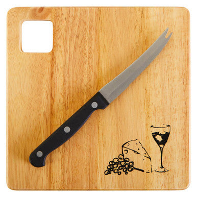 Orsina Rubberwood Cheese Board and Knife Set – Charcuterie Serving Platter