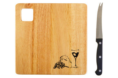 Orsina Rubberwood Cheese Board and Knife Set – Charcuterie Serving Platter