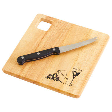 Orsina Rubberwood Cheese Board and Knife Set – Charcuterie Serving Platter