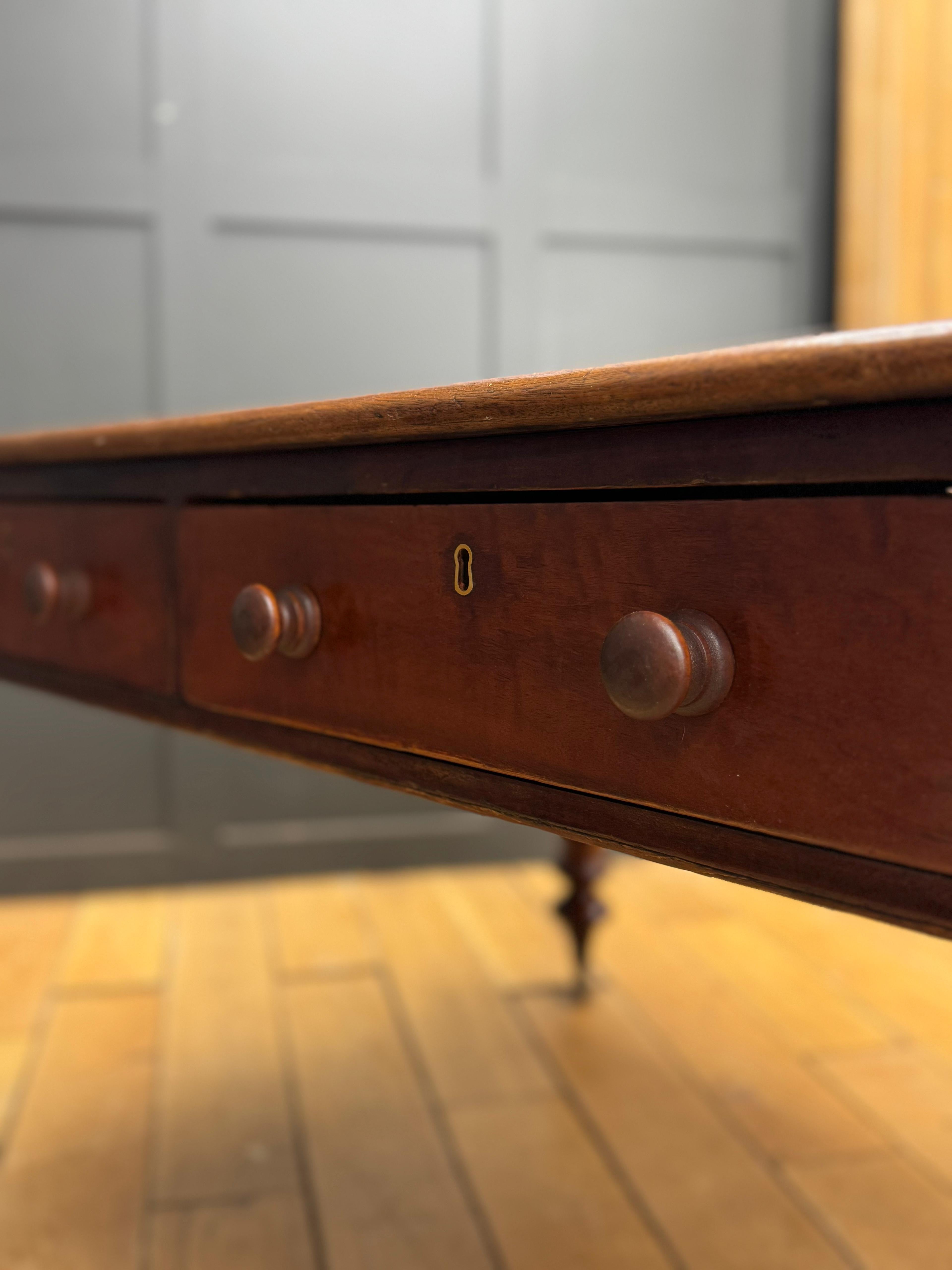 Antique Victorian Mahogany Library Table Desk Kitchen Dining Table With Drawers