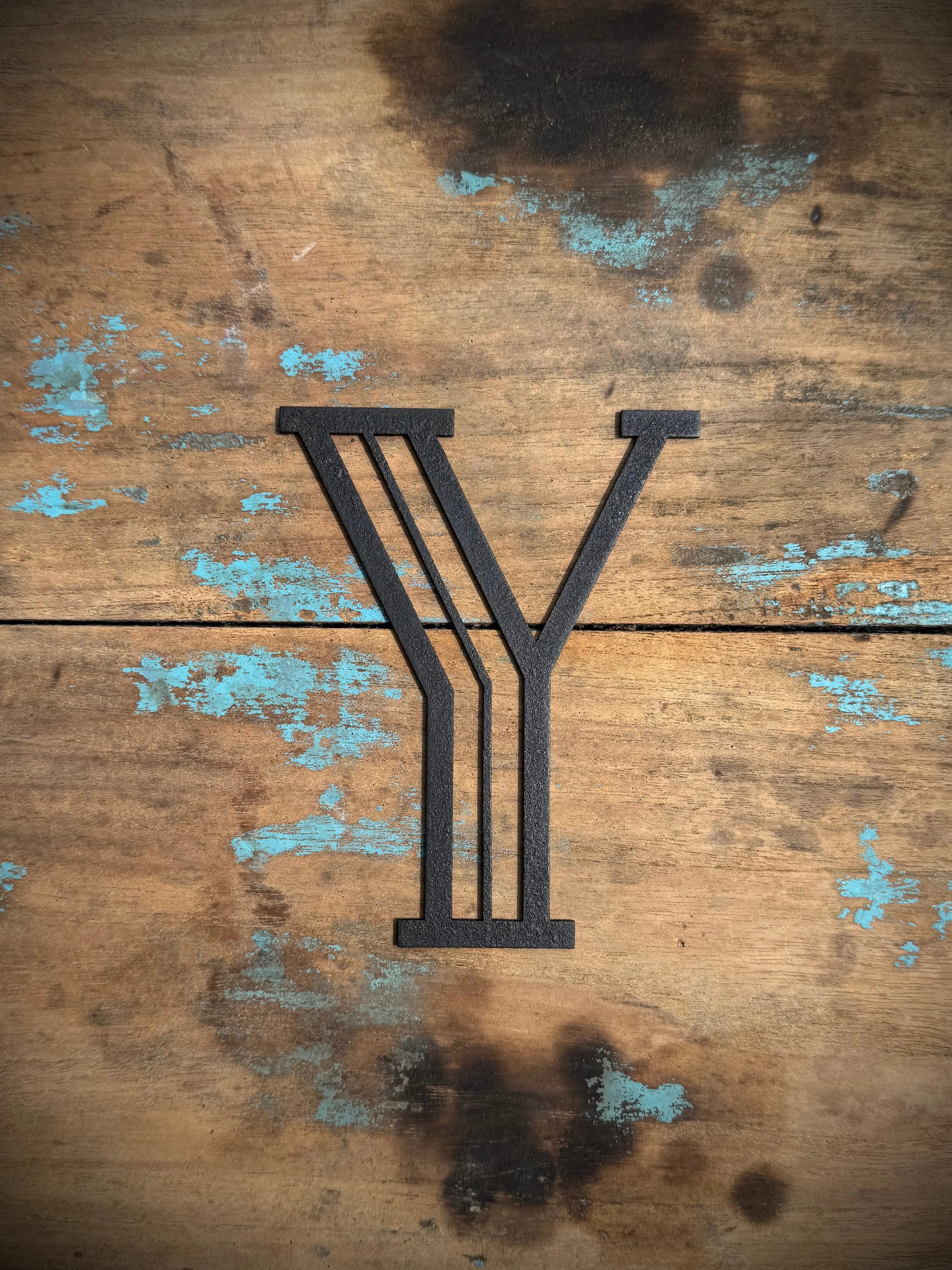 Art Deco Metal Letters & Numbers | Distressed Black Steel Wall Decor