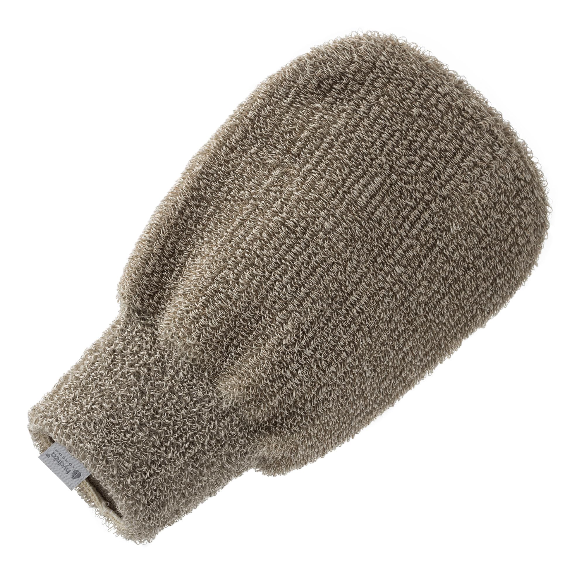 Hydrea London Exfoliating Linen Bath Mitt with Real Copper Threads