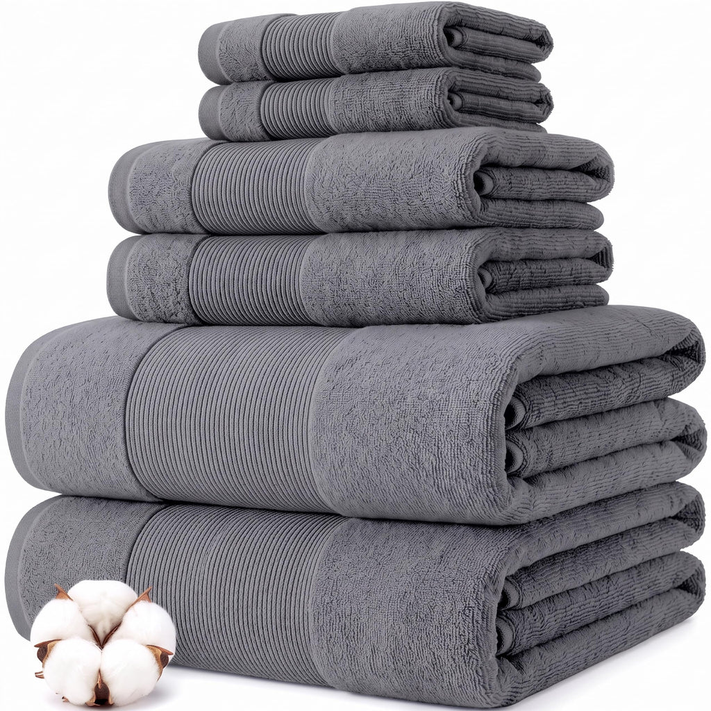 Modern Threads Amrapur Overseas 100% Combed Cotton Toilet Set, Charcoal, 6 pieces - image 1
