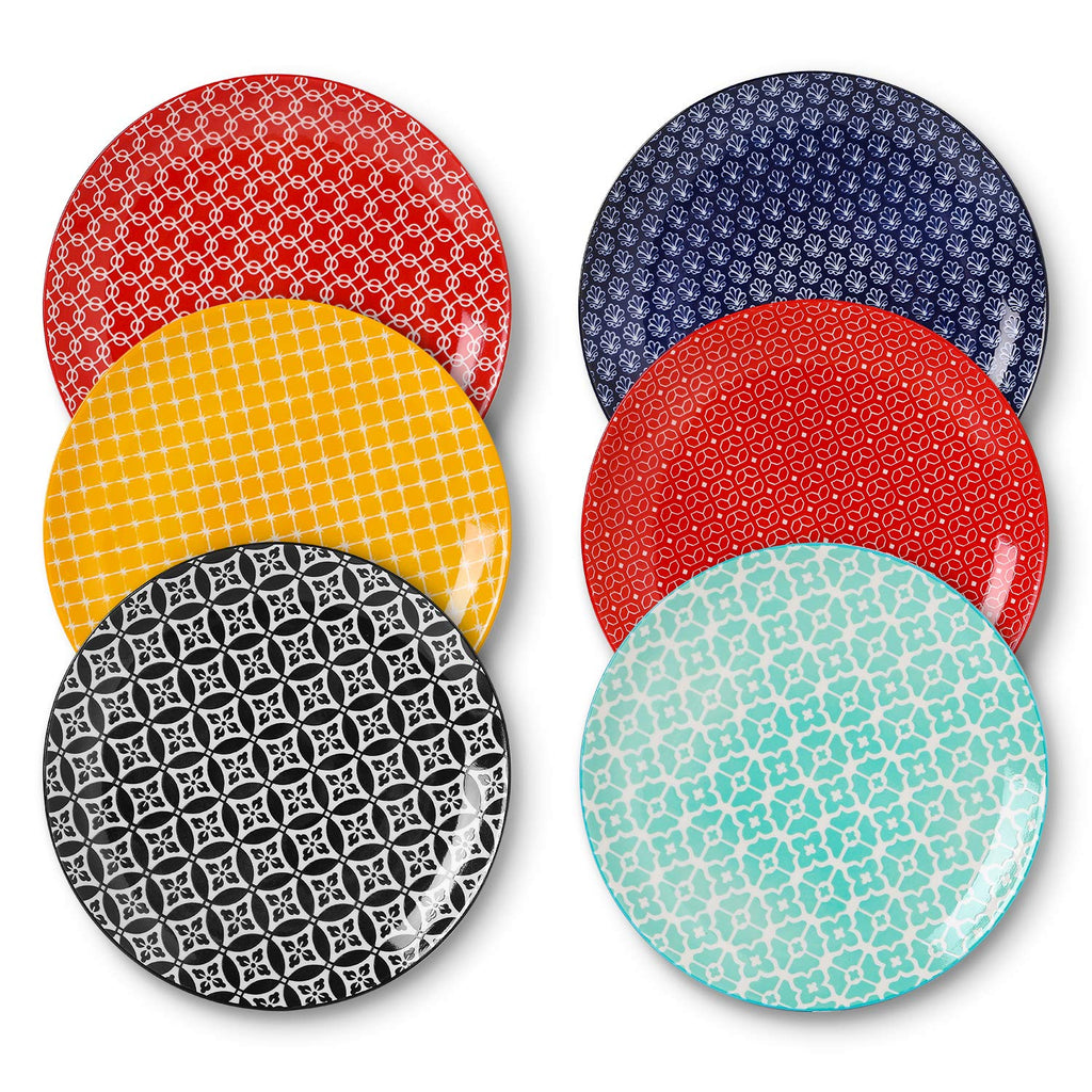 DOWAN 26.7cm Ceramic Dinner Plates | Set of 6 Colorful Porcelain Dishes