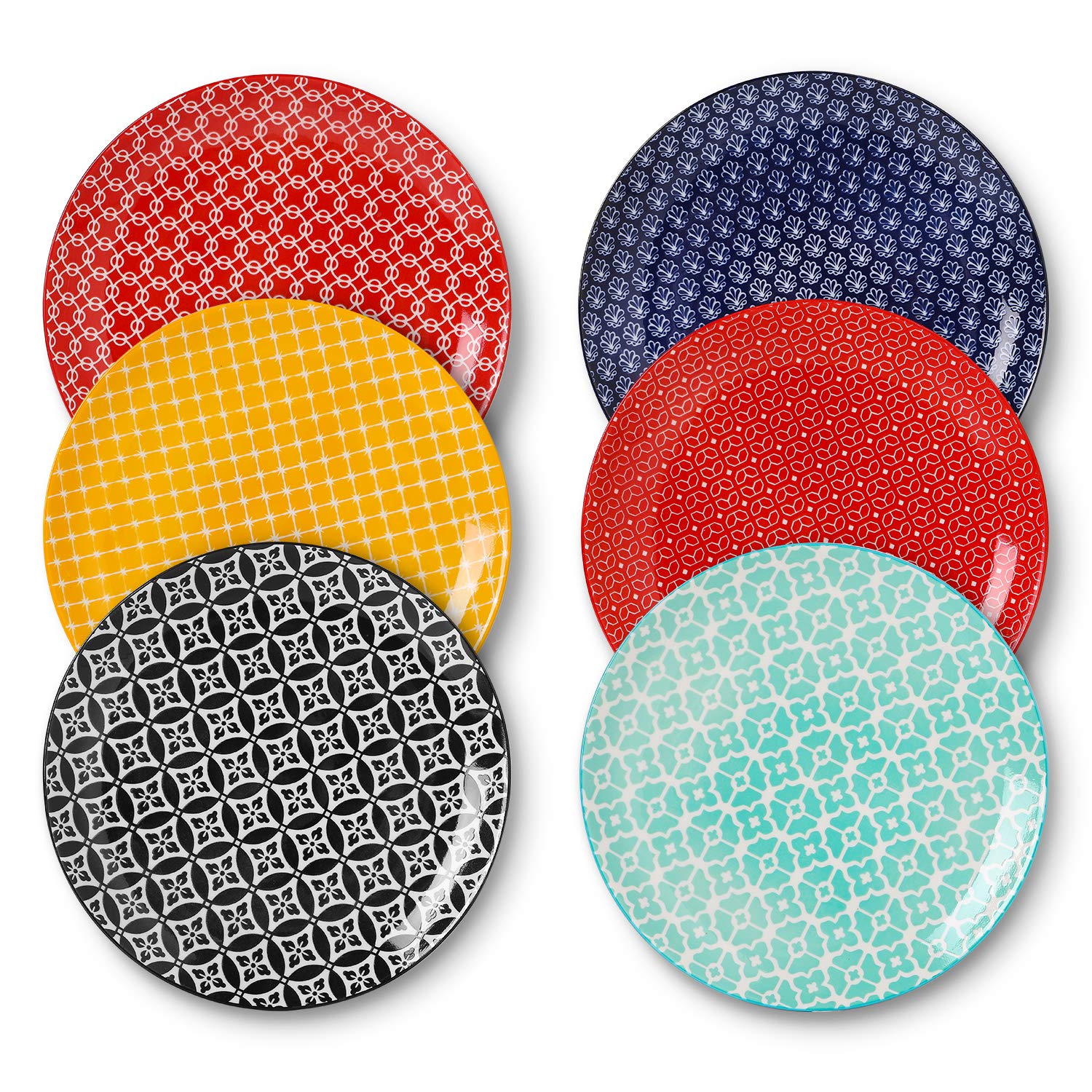 DOWAN 26.7cm Ceramic Dinner Plates | Set of 6 Colorful Porcelain Dishes