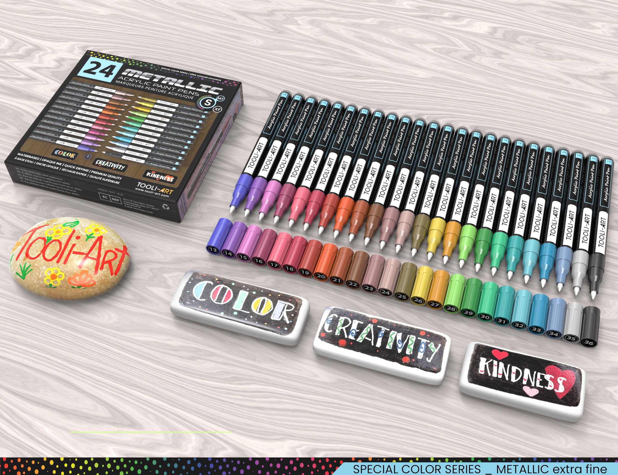 Jolof Store 24 Metallic Acrylic Paint Markers | 0.7mm Extra Fine Tip