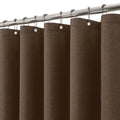 VANZAVANZU Linen Fabric Shower Curtain | Waterproof & Weighted Hem – Brown