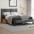 HAHRIR Double Bed Frame – Upholstered Platform with Linen Headboard
