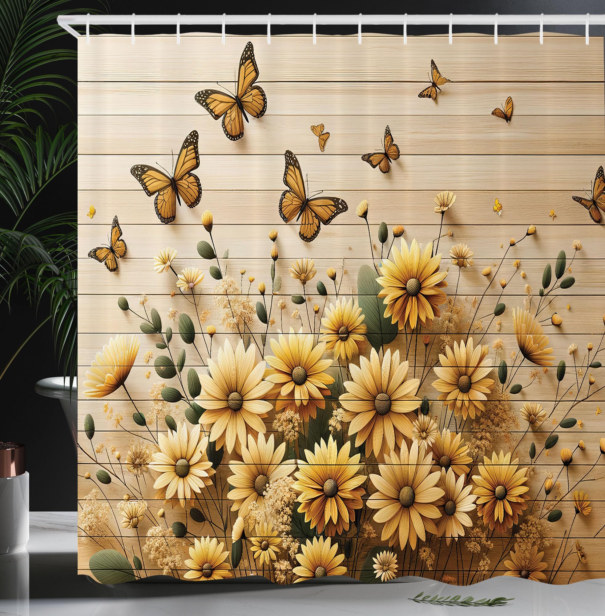 Abakuhaus Meadow Bloom Shower Curtain | Waterproof Fabric Decor, 175x200cm