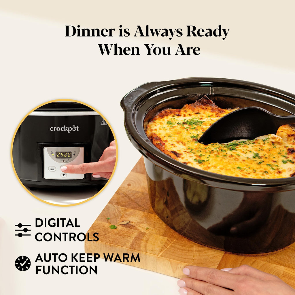Crockpot Digital Slow Cooker | 3.5L Programmable Timer | Black CSC113