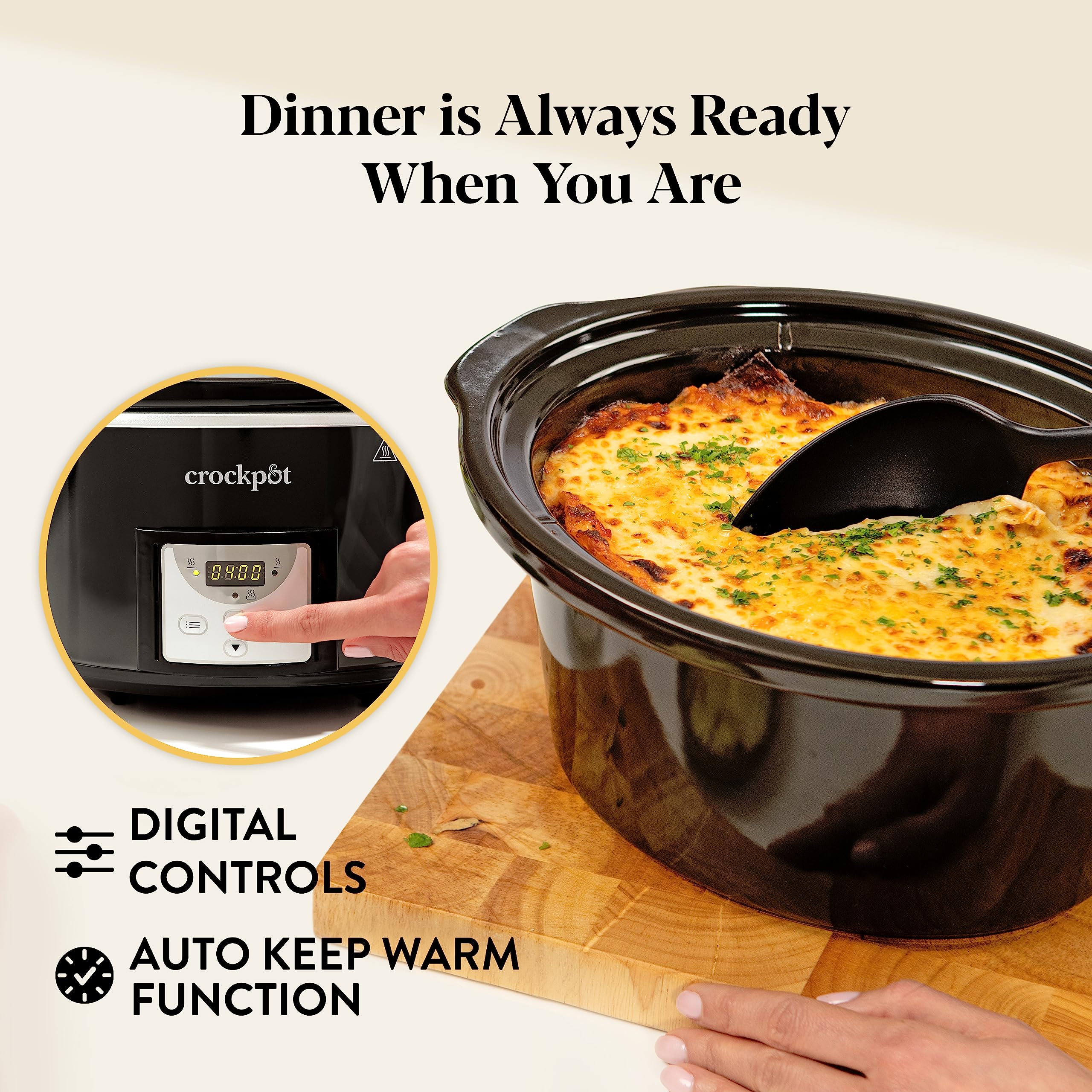 Crockpot Digital Slow Cooker | 3.5L Programmable Timer | Black CSC113