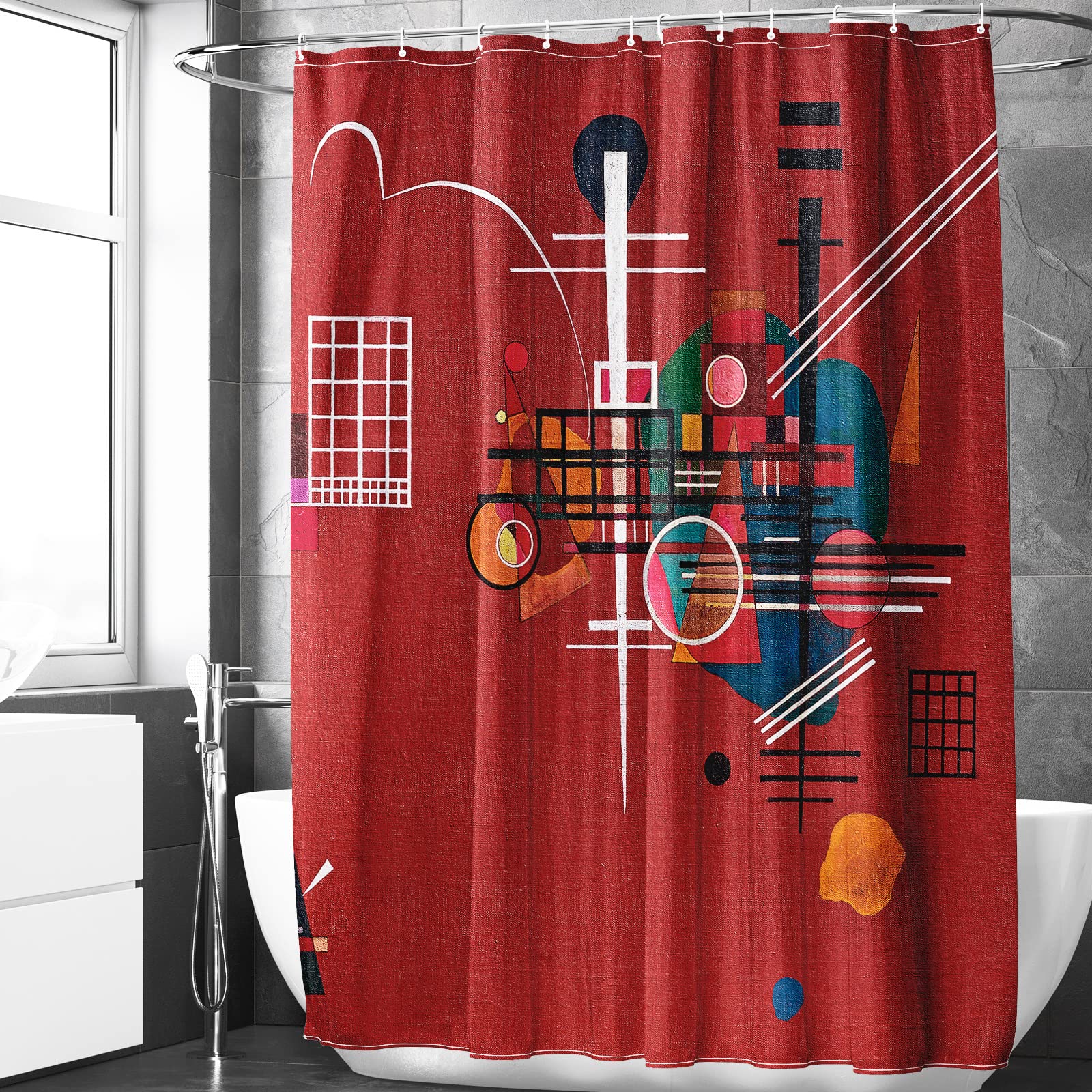 Berkin Arts Geometric Abstract Art Shower Curtain - 70x70 Waterproof