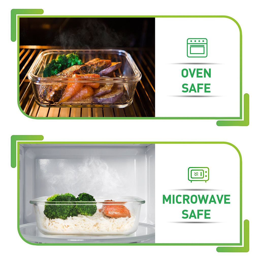 Glass Meal Prep Containers – 5-Pack Airtight 1060ml Units