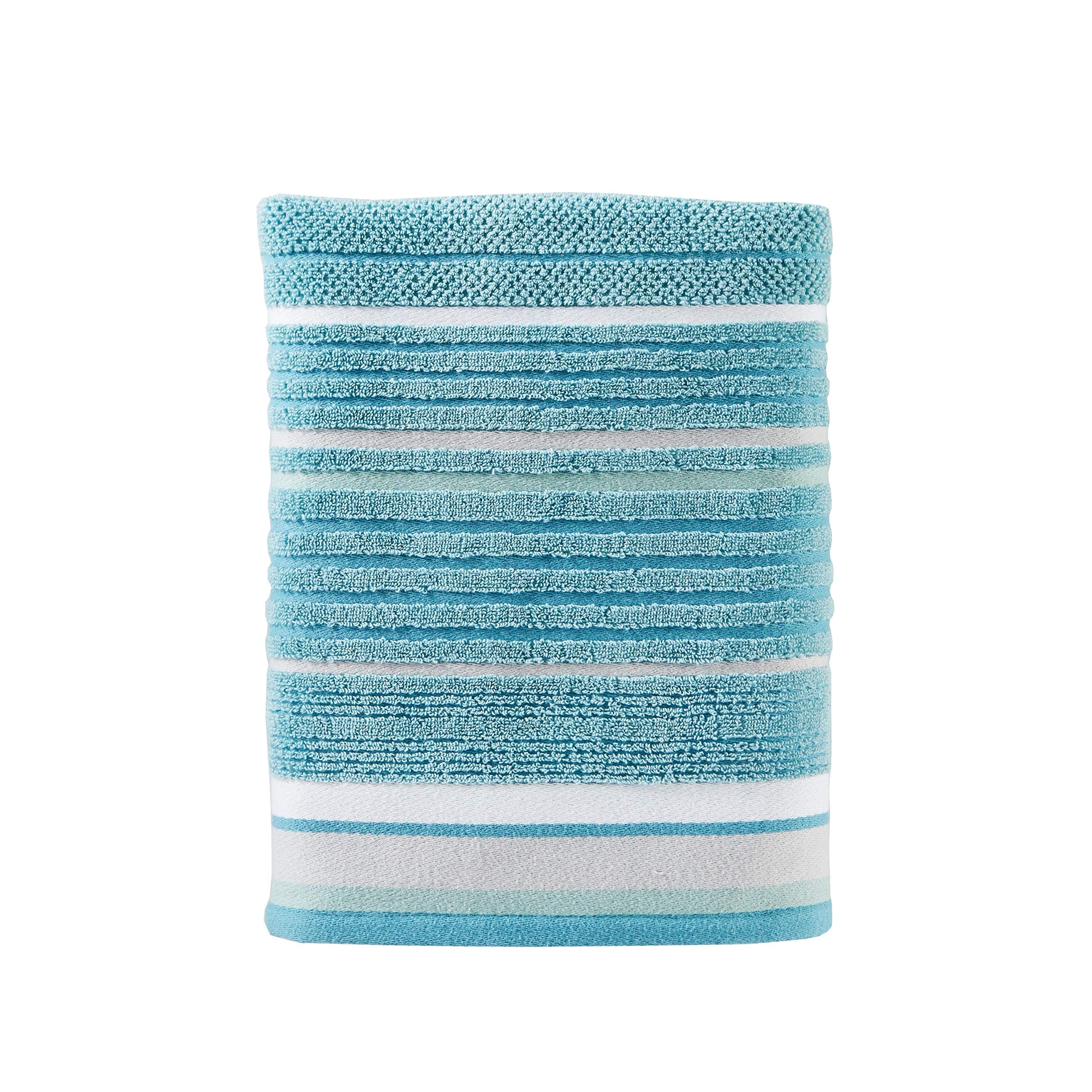 SKL Home Seabrook Stripe Cotton Bath Towel – Textured Teal Jacquard