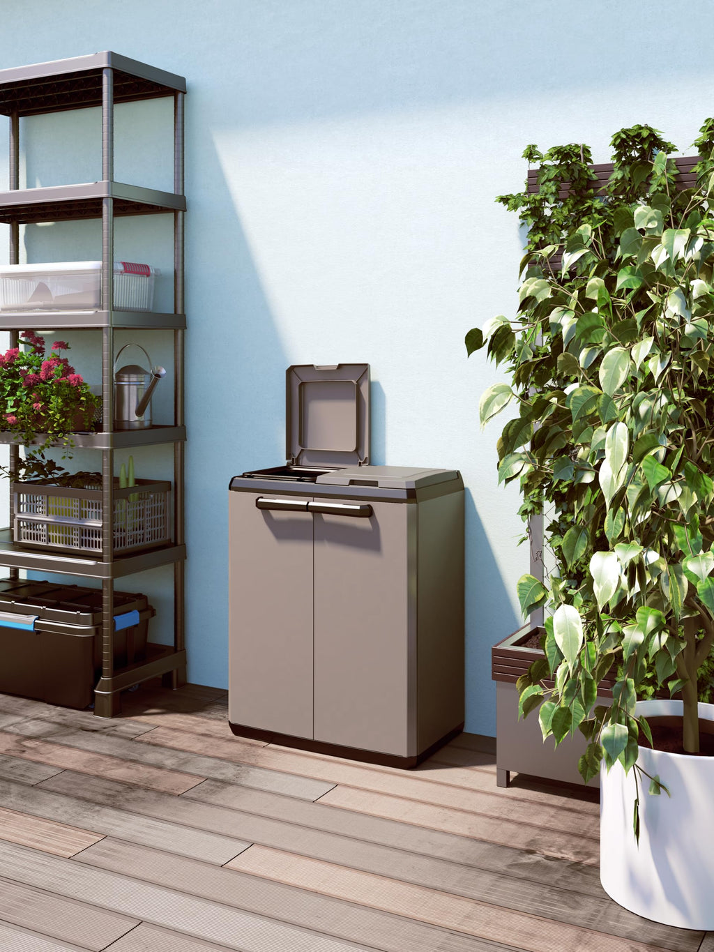 Keter Split Base Recycling Cabinet | Indoor Outdoor Resin Storage