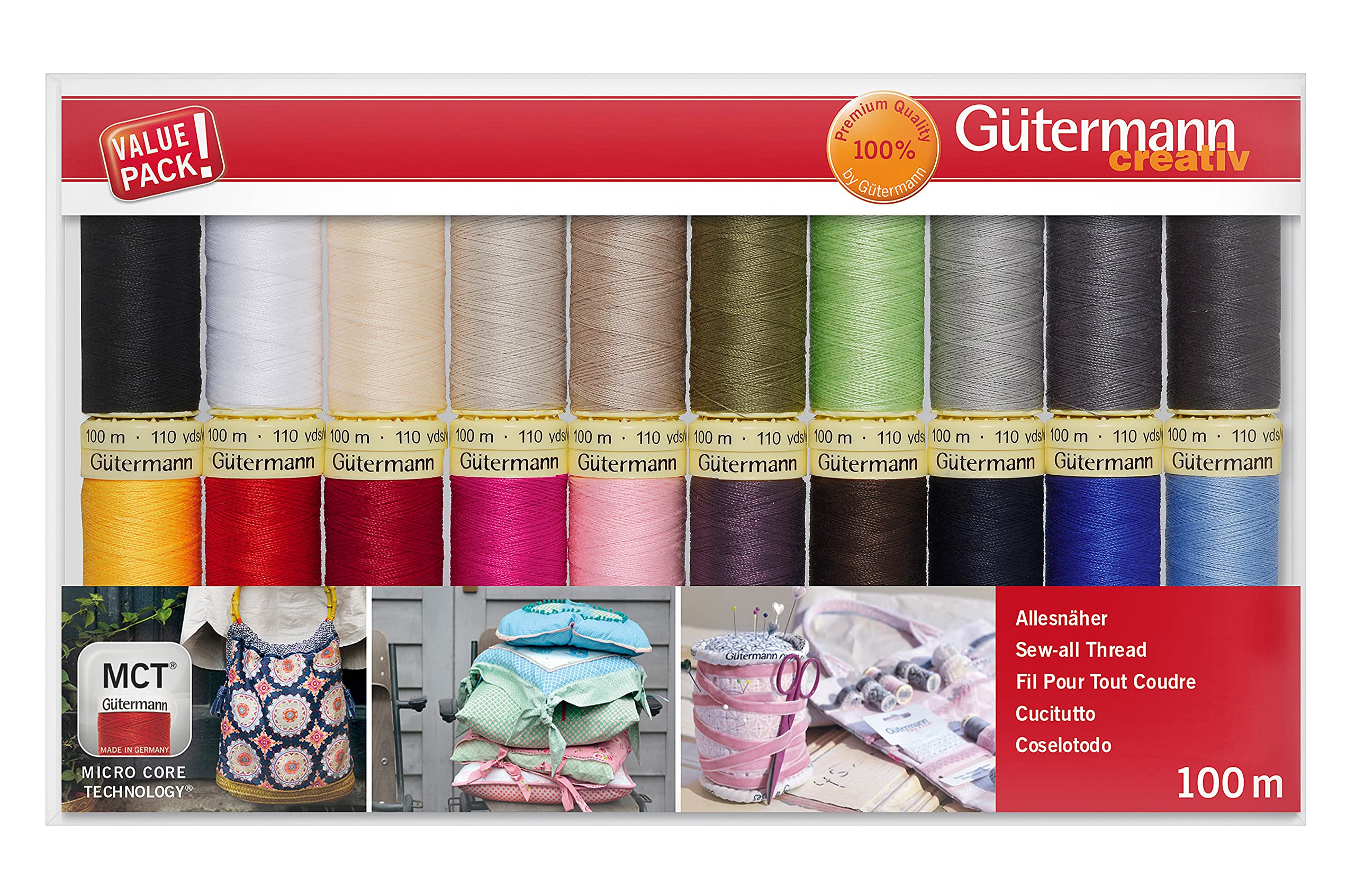 Gutermann Sew-All Polyester Sewing Thread Set - 20 Assorted Spools