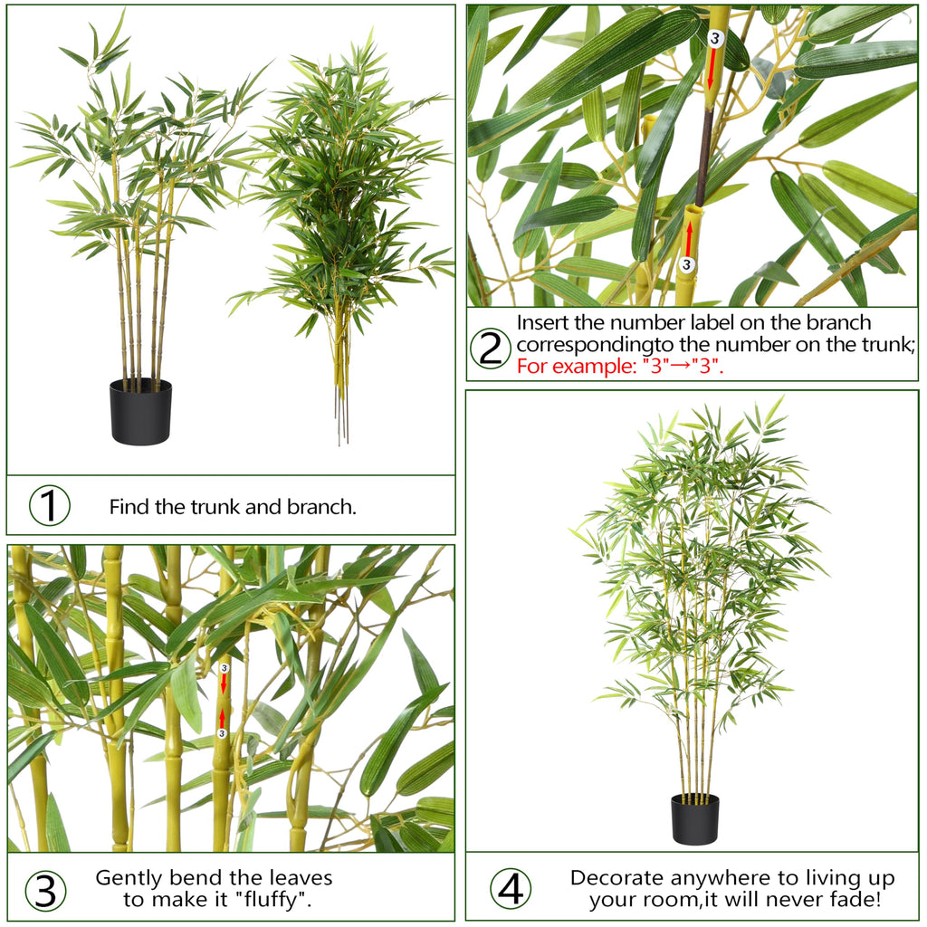 Kazeila 140cm Artificial Bamboo Tree | Realistic Faux Plant with Pot