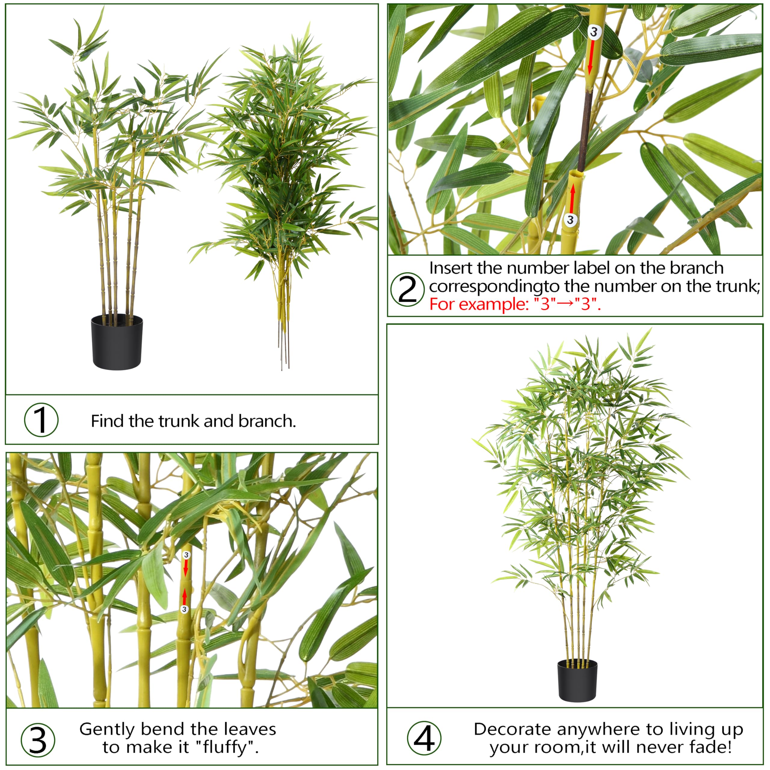 Kazeila 140cm Artificial Bamboo Tree | Realistic Faux Plant with Pot