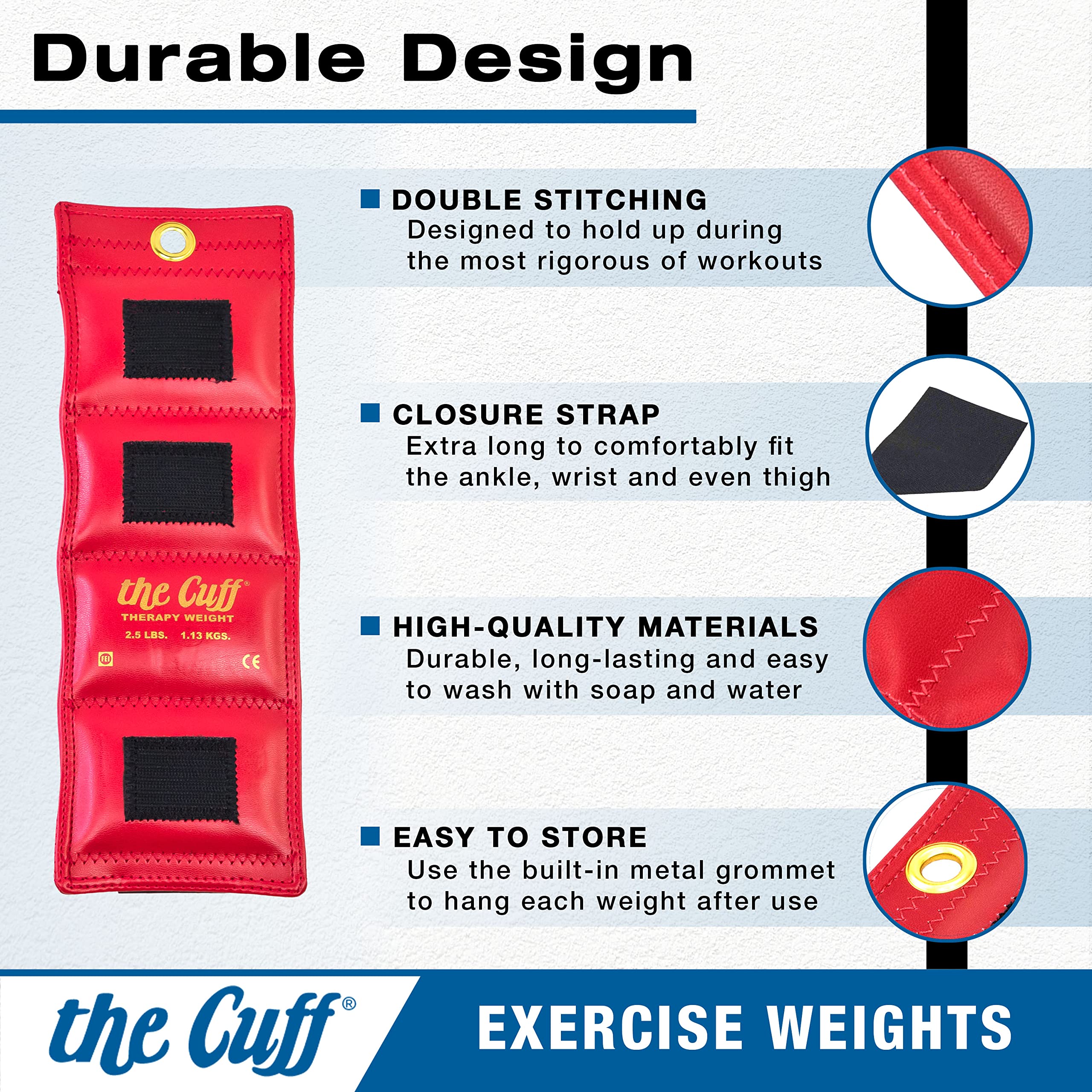 CanDo Weight Cuff – 3.4 kg Orange Wrist and Ankle Weights – 10-0212