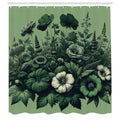 Abakuhaus Wildflowers Shower Curtain – Emerald Green Waterproof Fabric