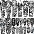 COKTAK Full Arm Temporary Tattoos - 20 Sheets Realistic Lion & Wolf Sleeves