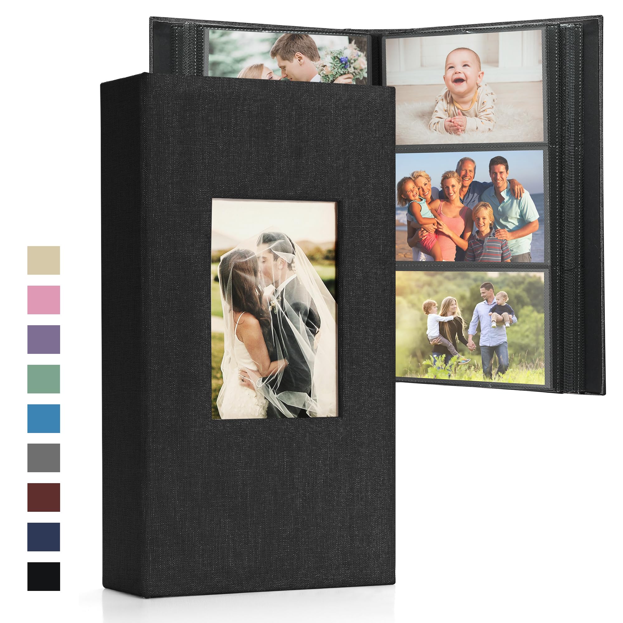 DazSpirit 6x4 Photo Album – 300 Pockets Linen Memory Book with Black Pages