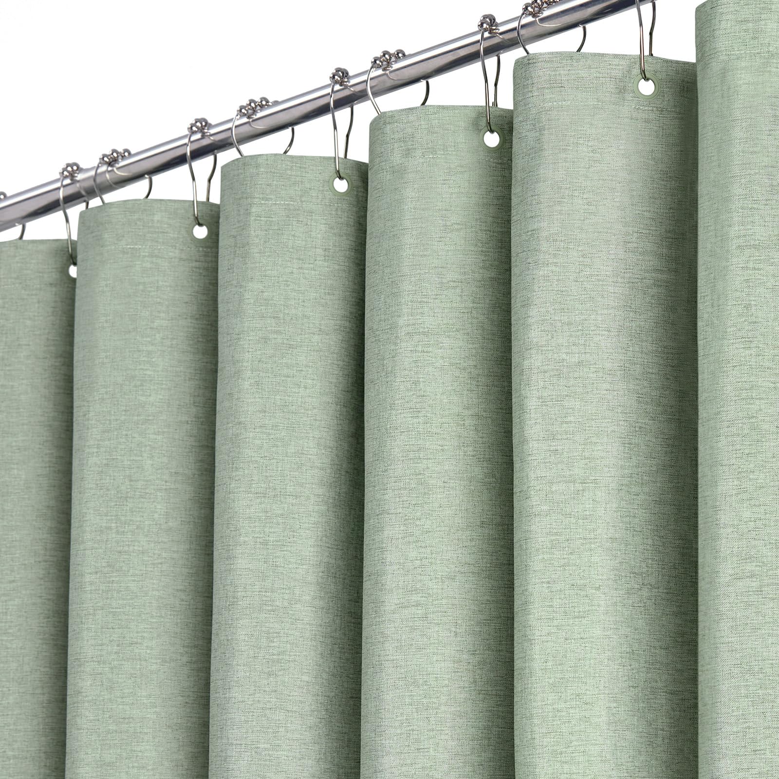BTTN Heavy Duty Weighted Linen Shower Curtain – Sage Green, 122x182cm