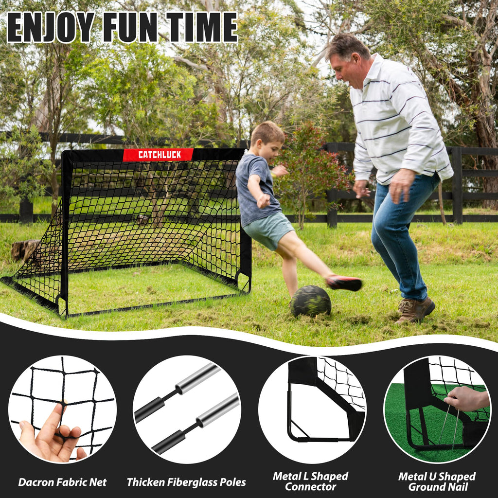 CATCHLUCK Kids Football Goals | 2-Pack Pop Up Portable Garden Nets