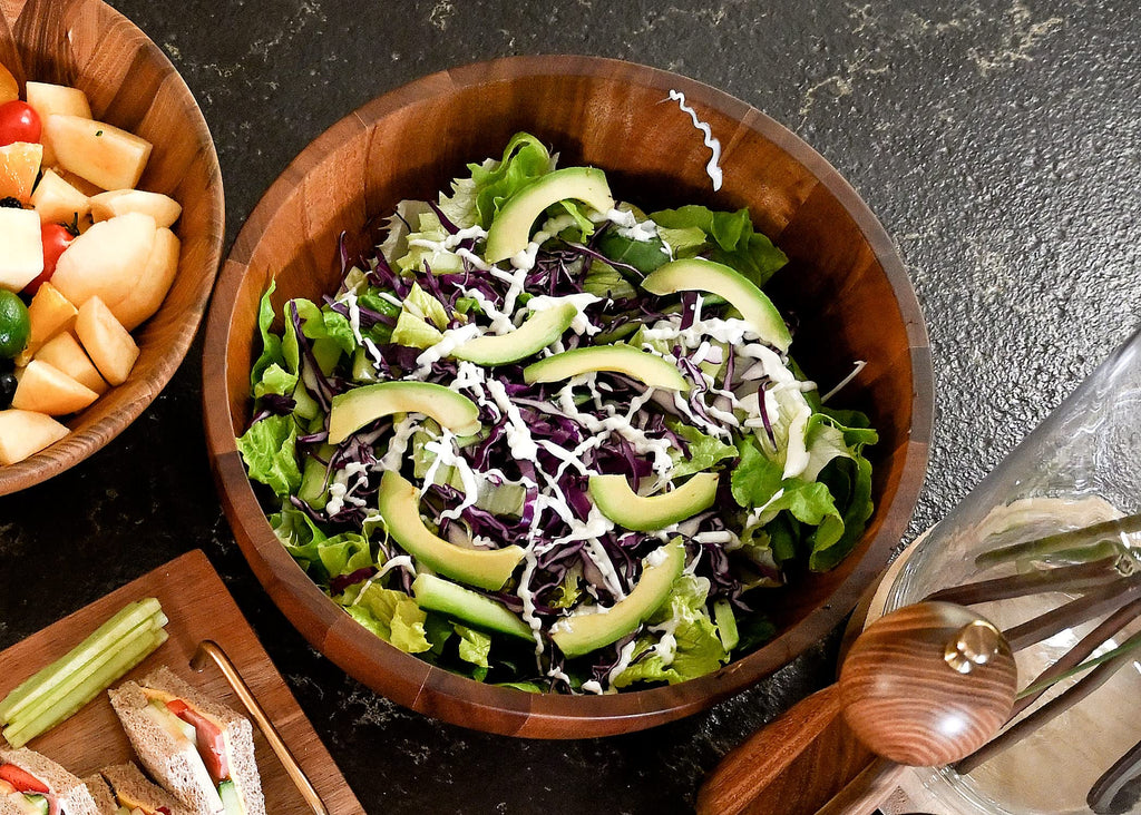 BF BILL.F Acacia Wood Salad Bowl Set | 30cm Large 3-Piece Serving Set