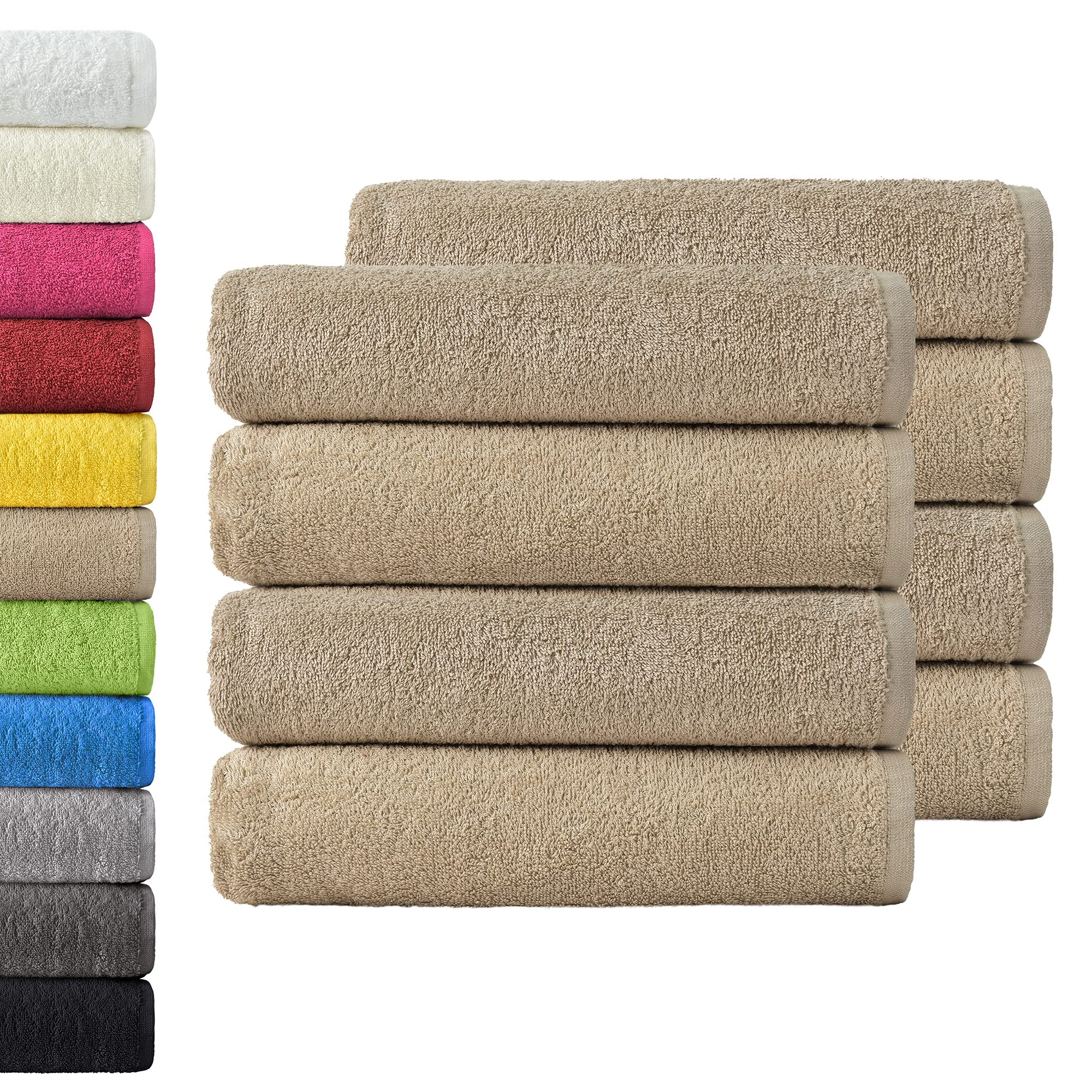 NatureMark 8-Pack Cotton Hand Towel Set – 50x100cm Absorbent Sand