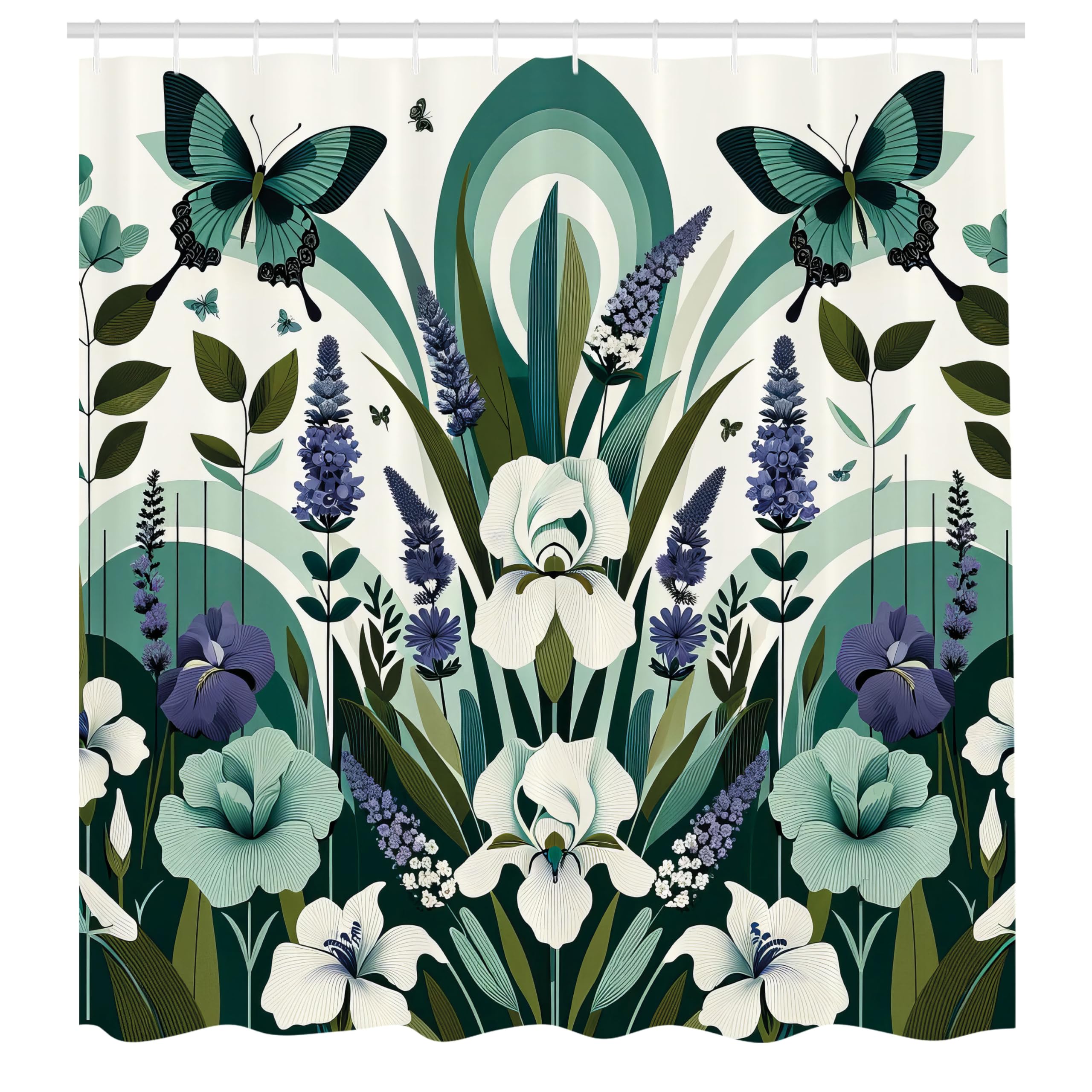 Abakuhaus Floral Leaves Shower Curtain | Waterproof Fabric - 175 x 200 cm