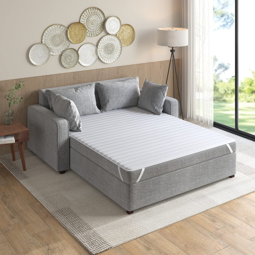 Madison Park Essentials Frisco Waterproof Sofa Bed Mattress Pad, Microfiber - All Over Elastic Mattress Protection Cover, Full 54x72", White - image 1