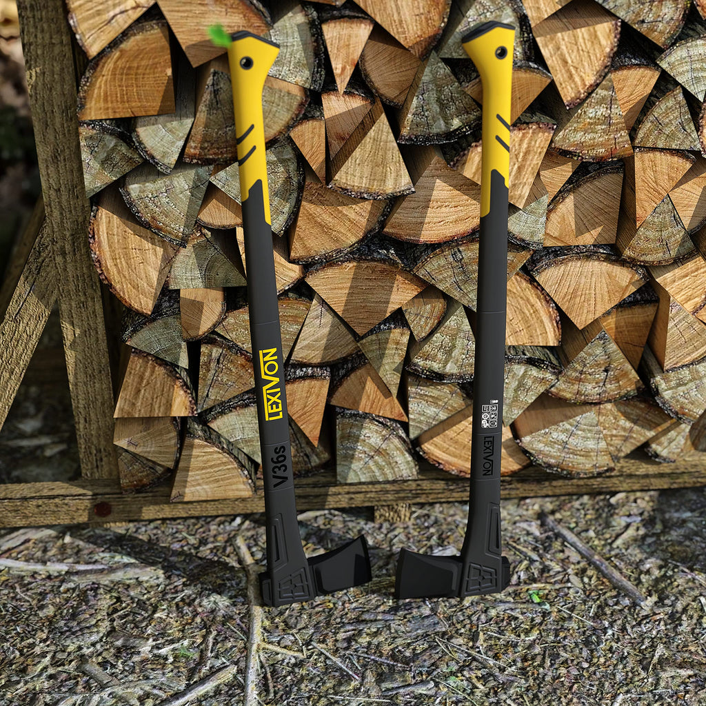 LEXIVON 36" Camping Axe | Carbon Steel Wood Splitting Hatchet with TPR Grip